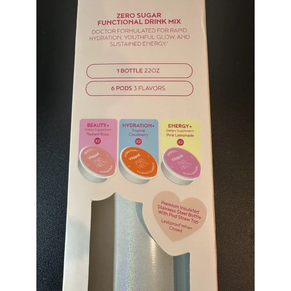 Paris Hilton Champagne Kiss 22oz Vitapod‎ Bottle 6 Pods Electrolytes Starter Kit